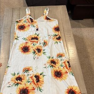 Sunflower Print Sleeveless Dress